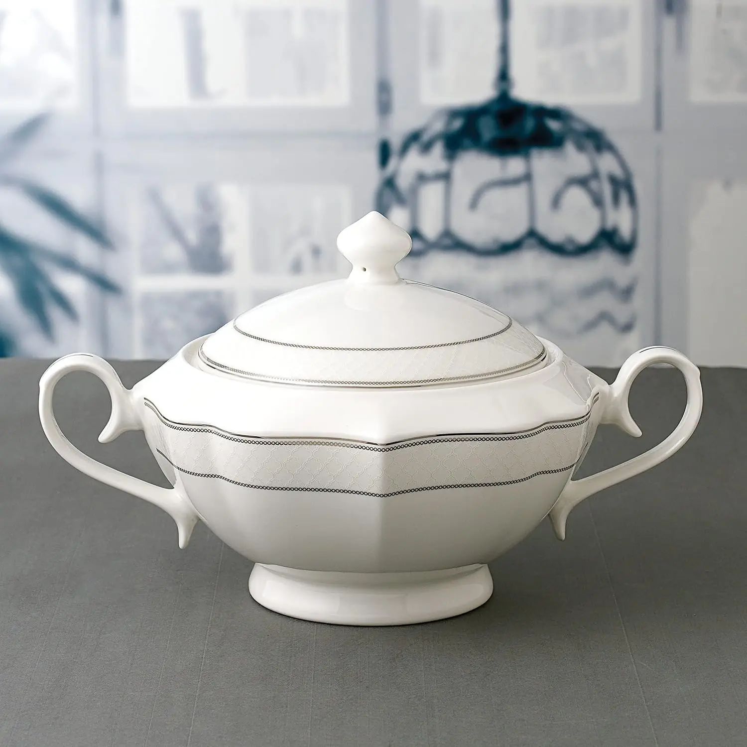 Import Lace Tureen, Gold,Versatile tureen can be used for Soups, Vegetables, or any Side Dishes. Holds hot or cold food