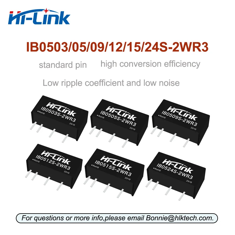 Hi-Link 2W 3.3V 5V to 3.3V/5V/9V/12V/15V/24V Single Regulated IB0303S-2WR3 IB0505S-2WR3 IB0512S-2WR3 DC DC Power Supply Module
