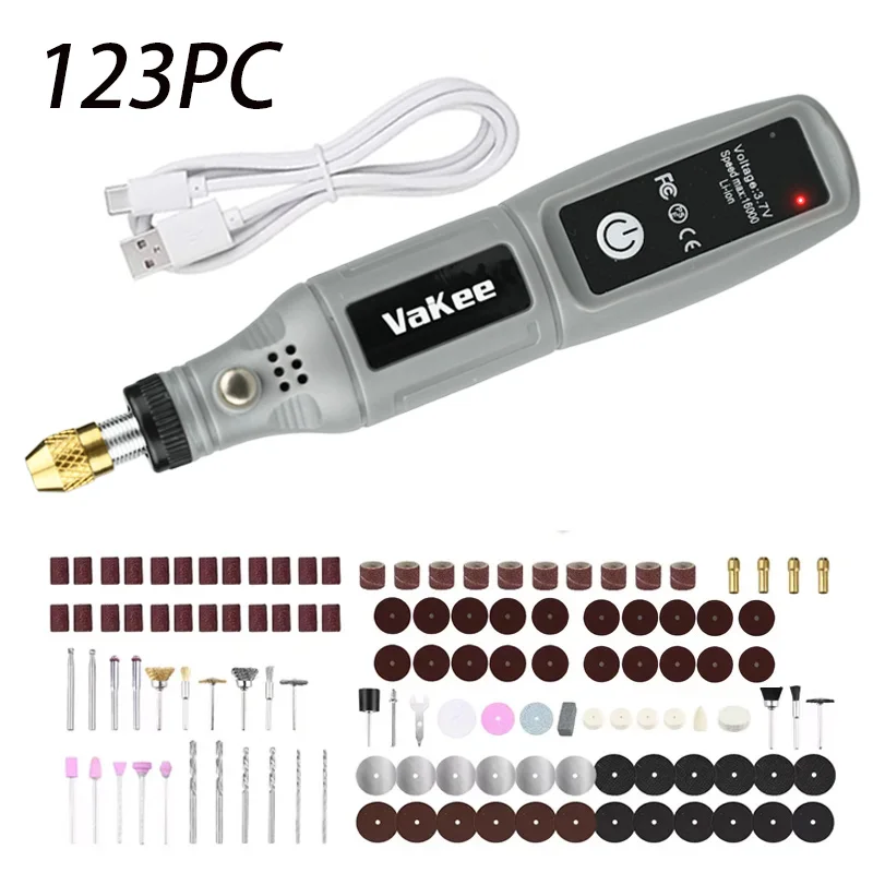 Outil rotatif Vakee 16000 tr/min, mini-meuleuse rechargeable USB 3,7 V, outil électrique portable pour le bricolage, la fabrication de bijoux
