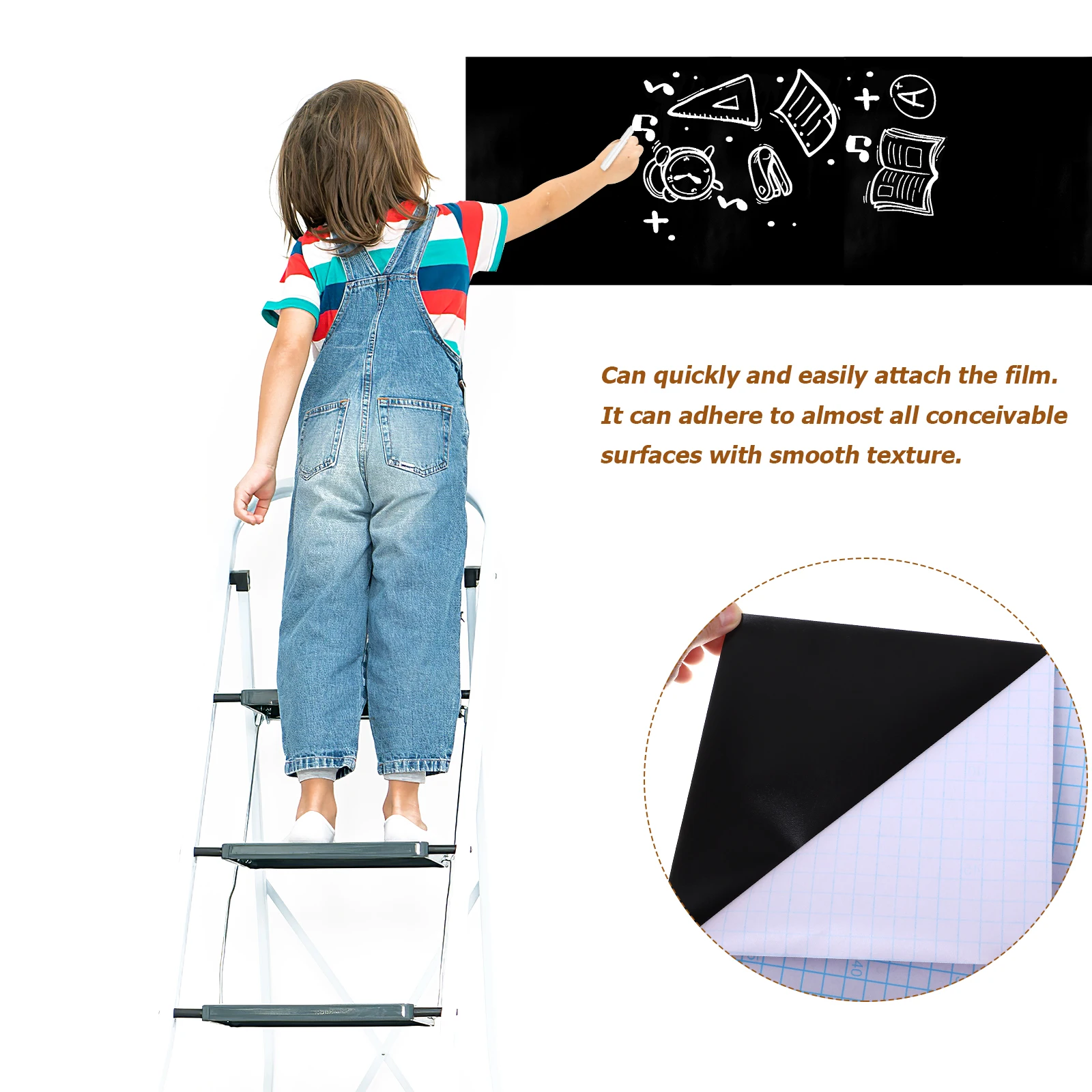 

2 pcs Blackboard Film Stickers 45x200cm PVC Chalkboard Decal Self Adhesive Reusable Wall Kitchen Office School Supplies