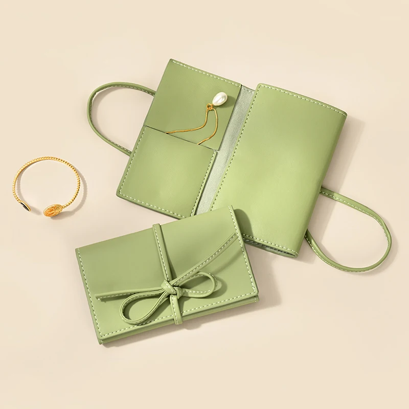Oirlv Leather Jewelry Bag Ring Earnail Storage Rolls Travel Portable Necklace Jewelry Organizer Earphone Jewelry Storage Rolls