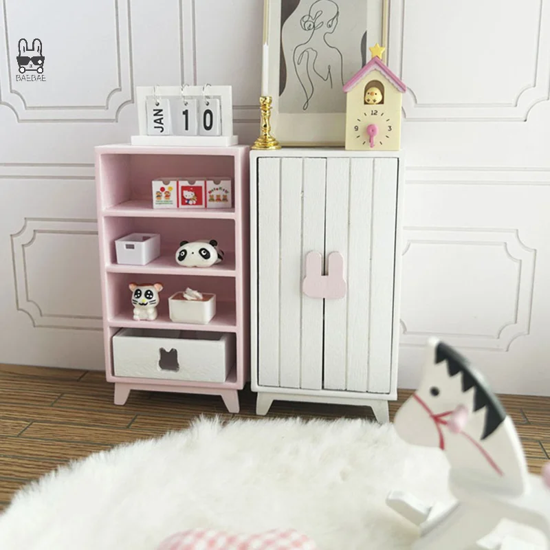 1:12 Dollhouse Miniature Wardrobe Storage Cabinet Multi-layer Lockers Model Furniture Decor Toy Doll House Accessories