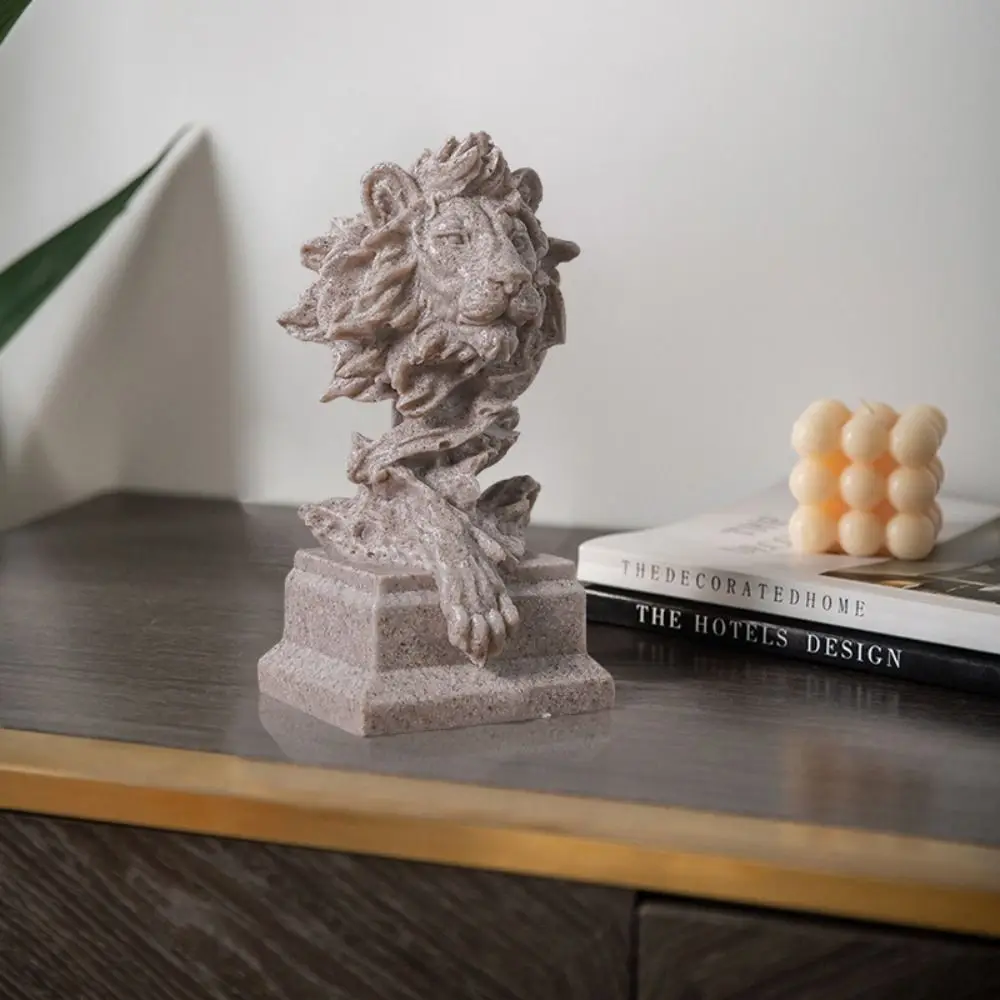 

Украшение дома, эстетическая статуя льва из смолы, винтажная современная фигурка льва, скульптура, искусство, скандинавский стиль, орнамент животного, шкаф