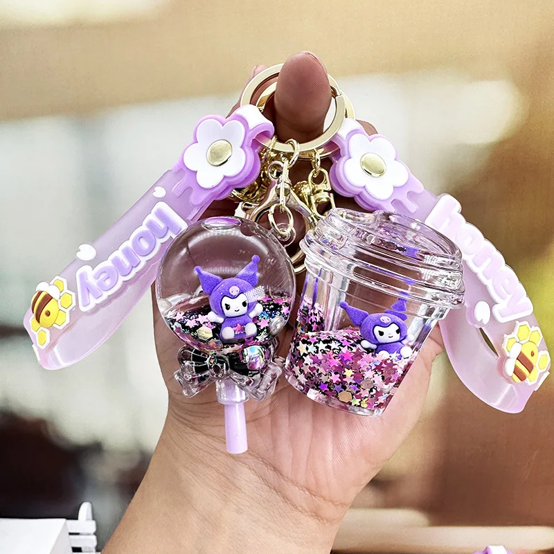 

Miniso Cute Cartoon Creative Quicksand Cute Kulomi Crystal Lollipop Keychain Car Bag Pendant Keychain