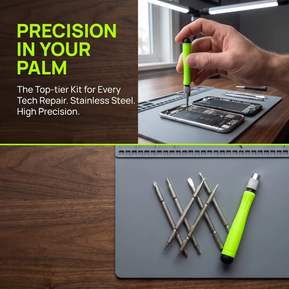 Green Multi-function Precision Screwdriver Set Steel Length 11cm Electronic Device Disassembly Bits