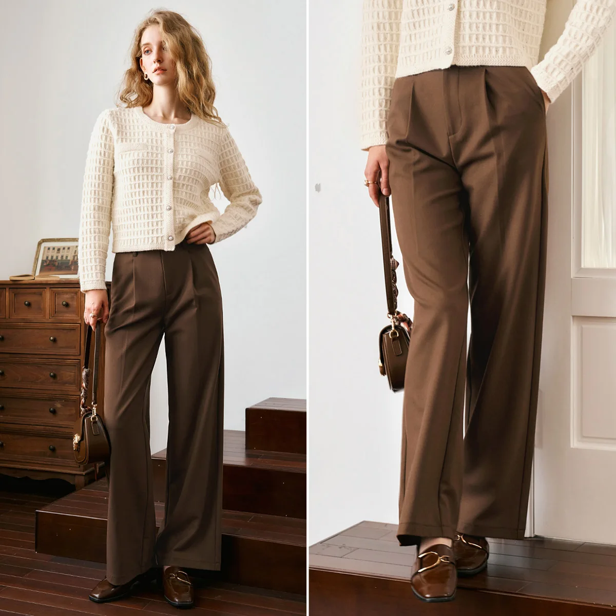 OLrain 2026 Autumn New Women Slim Straight Casual Pants Minimalist Elegant Commuter Trousers All Match Daily Bottoms N56QK93803