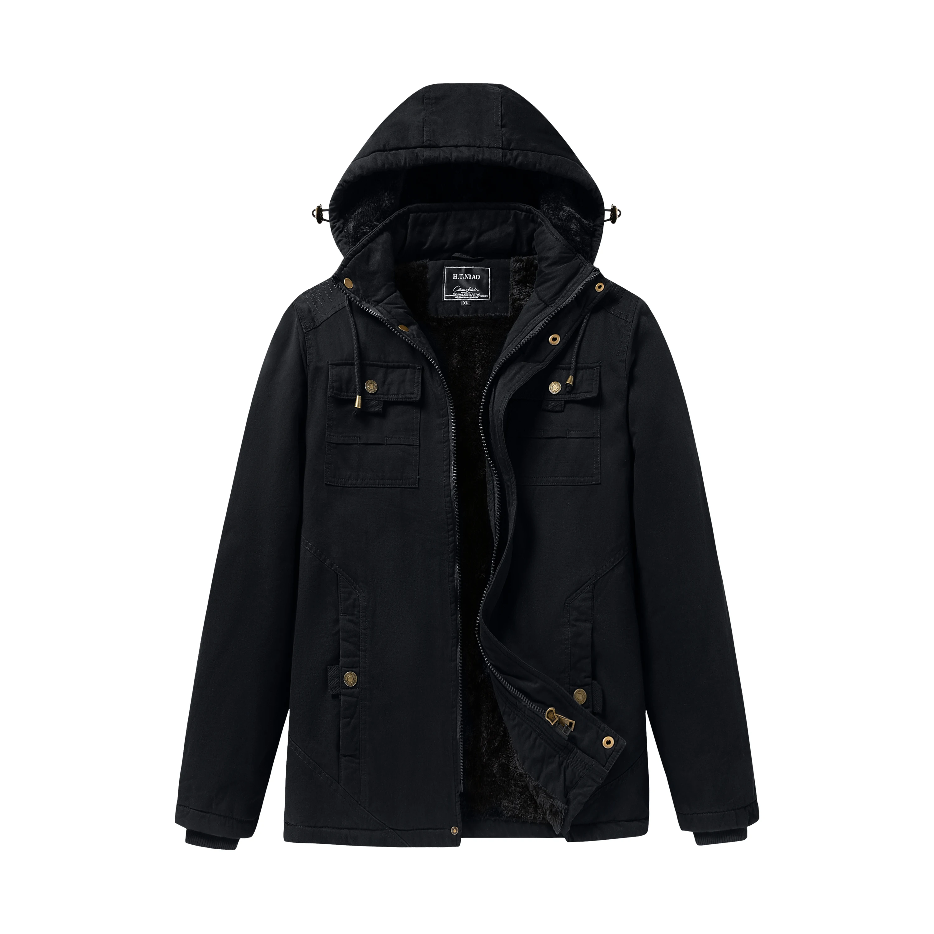 Winter Fleece Verdikking Heren Jas Nieuwe Warm Houden Afneembare Hoed Jassen Outdoor Mode Losse Veelzijdige Casual Solid Tops Mannen