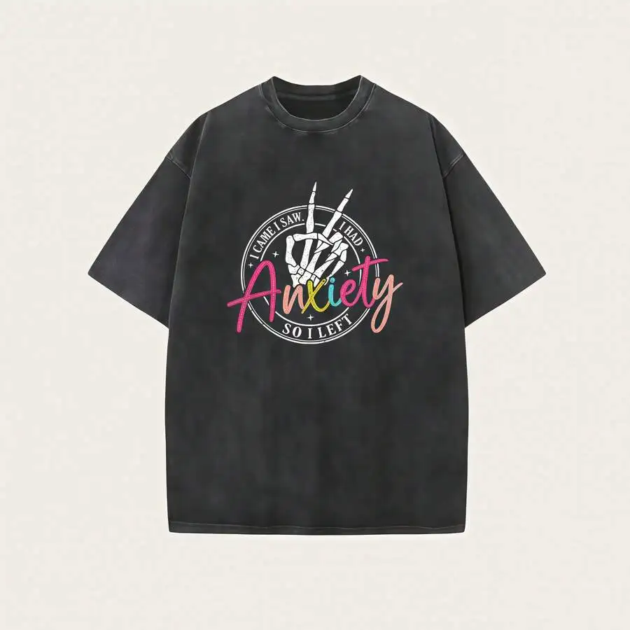 

Vintage Washed Cotton Graphic Tee Men Short Sleeve Round Neck Casual T-Shirt