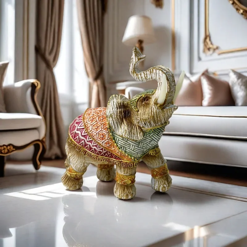 European Elephant Resin Crafts Creative Home Decor Office Living Room Wine Cabinet Desktop Small Ornament