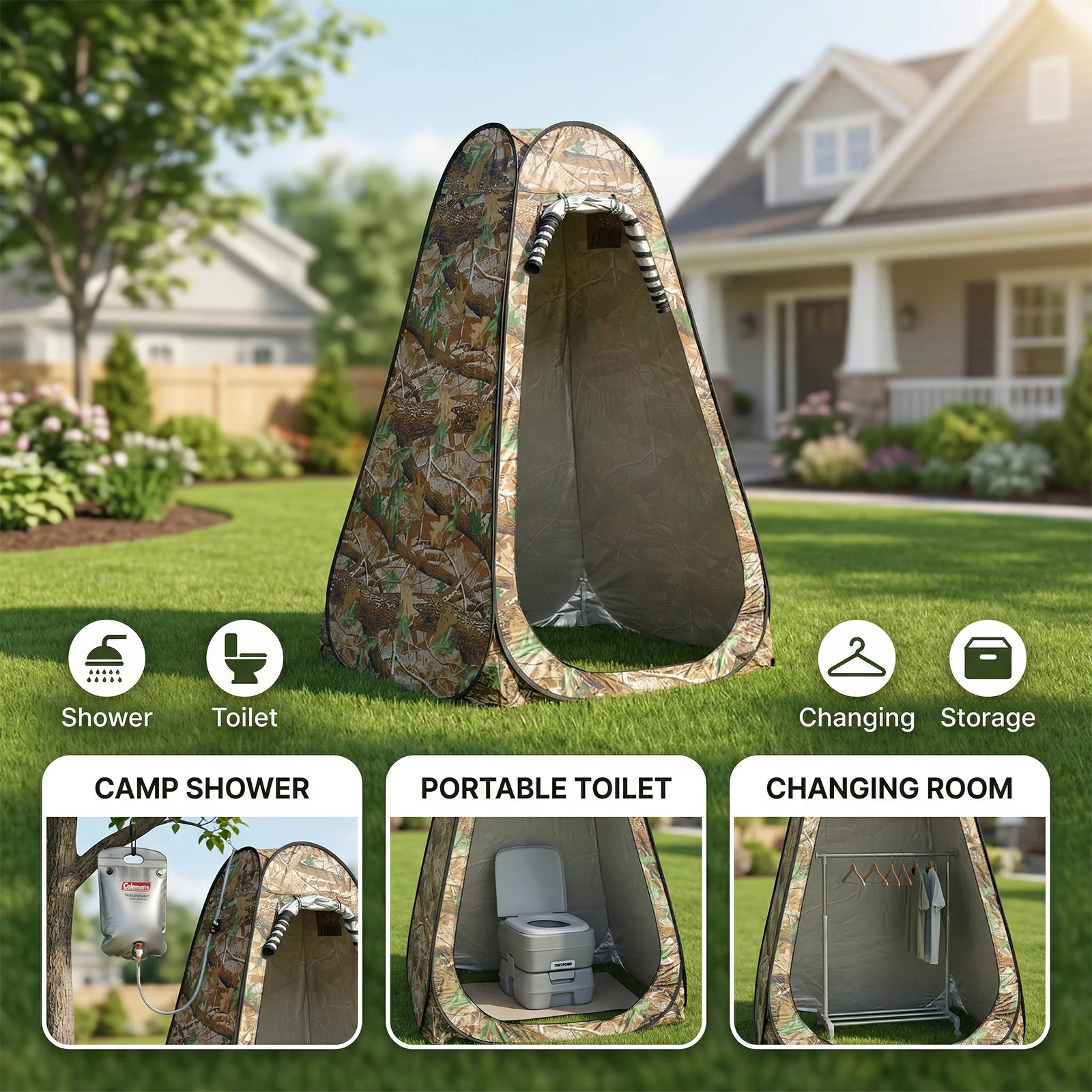 1 Person Pop Up Shower Tent for Beginner Campers, Easy Setup Privacy Shelter, Foldable Outdoor Tent