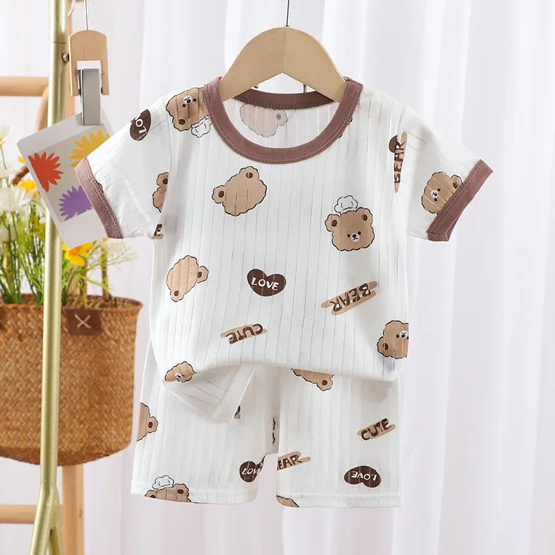 Summer Children's Clothing  Children's Short Sleeved Shorts Suit Boys Girls Cotton T-shirts Baby Clothes New