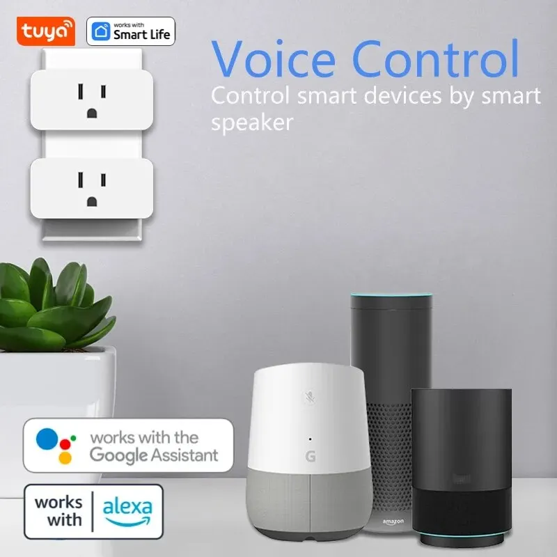 Smart Plug WiFi, Mini Smart Plug US Standard 10A Smart Socket, funziona con Alexa e Google Home Assistant, solo WiFi da 2.4Ghz, 1 pz