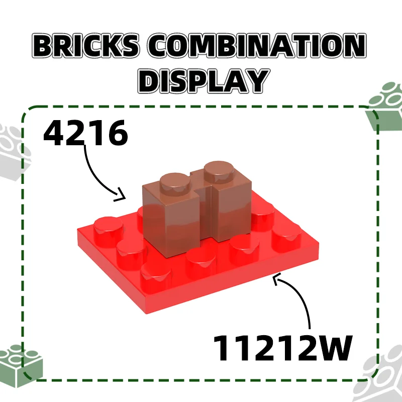 129Pcs/lot NO.4216 Modified1 x 2 with Groove Block Moc Color Accessories Compatible with Brick DIY Children\'s Toy Assembly Parts