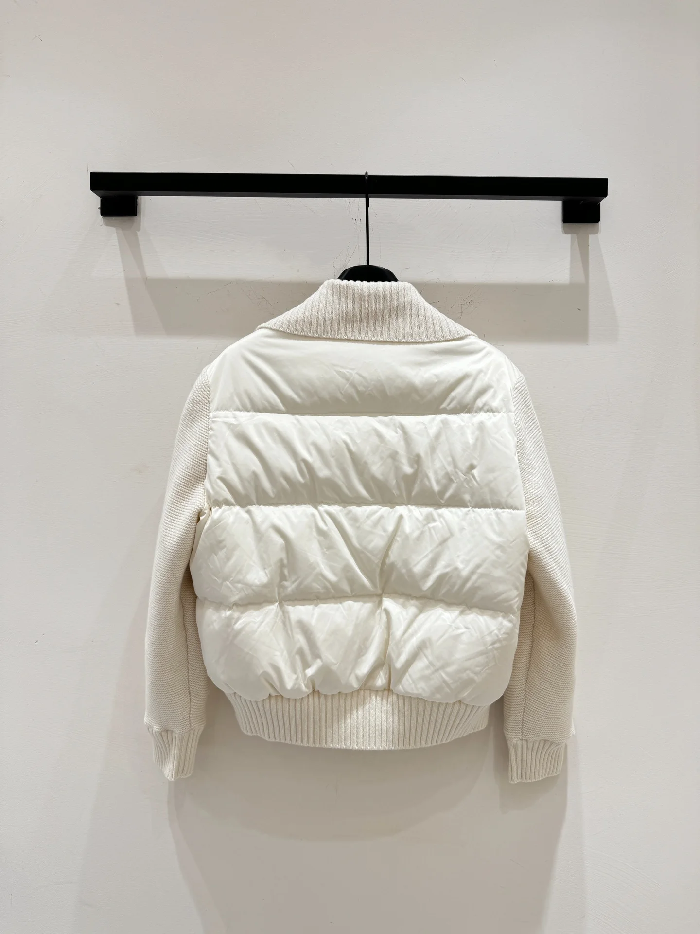 

Mink cashmere stand-up collar knitted down jacket for women, warm in winter, milky white wool jacket, elegant style