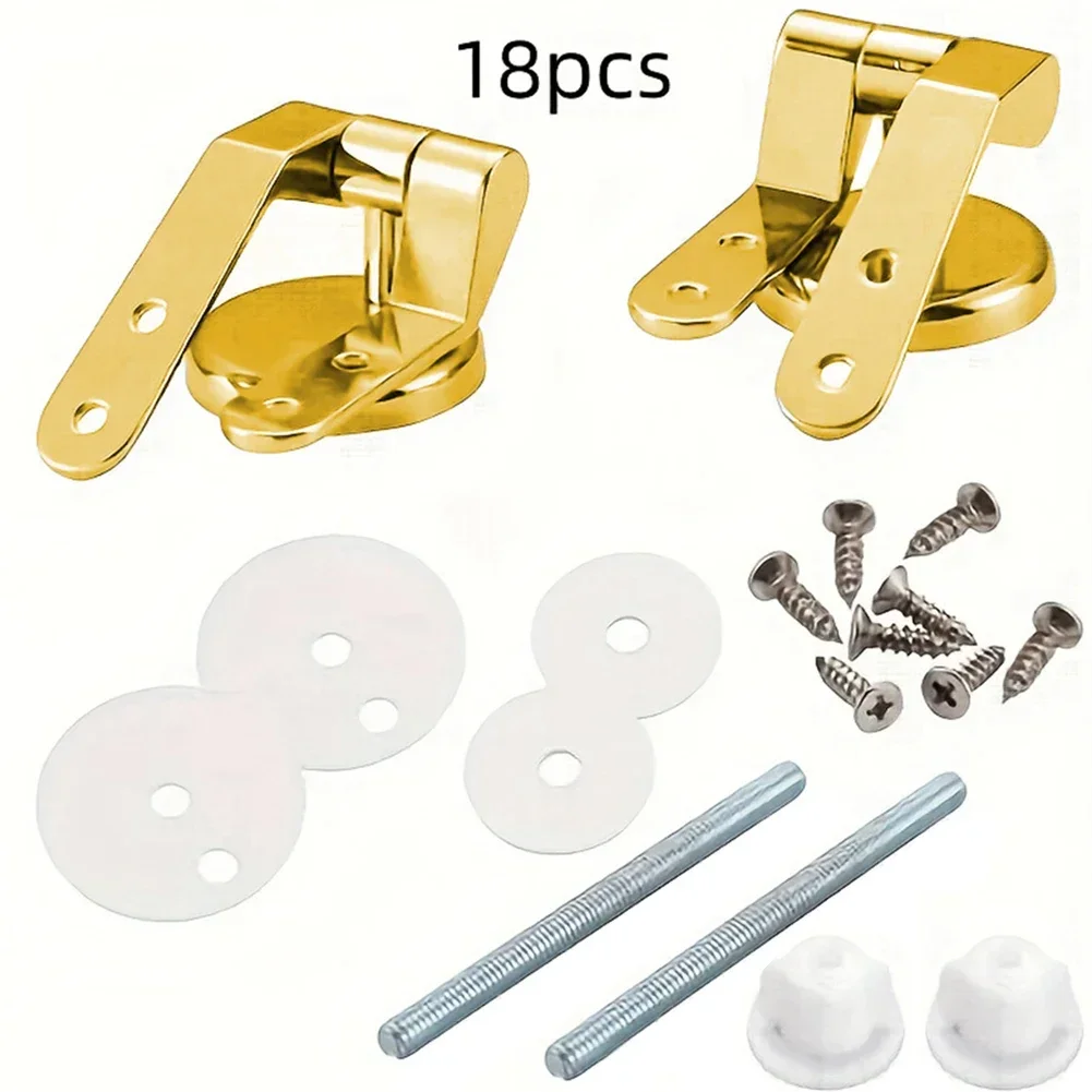 1set Gold Toilet For Seat Hinges Spare Gold Replacement With-Fittings Household Merchandises Accessories