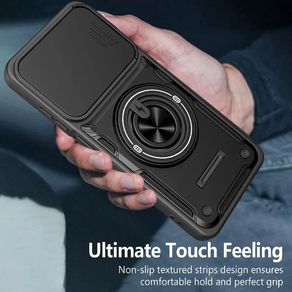 Slide Camera Protector 360° Ring Holder Phone Case for Motorola Moto G56 G85 G86 G05 G06 G15 Power E15 Edge 60 Pro 50 70 Fusion - view 4