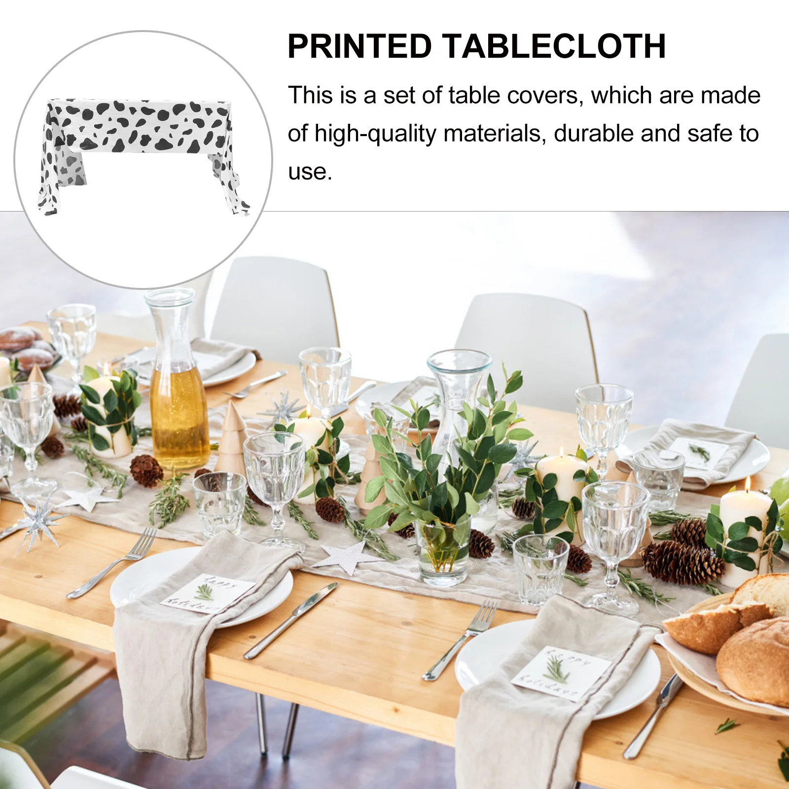

2 pcs Disposable Tablecloths Cow Print Party Supplies Wedding Buffet Dessert Table Decoration Milk Grain Pattern Pe Table Cover