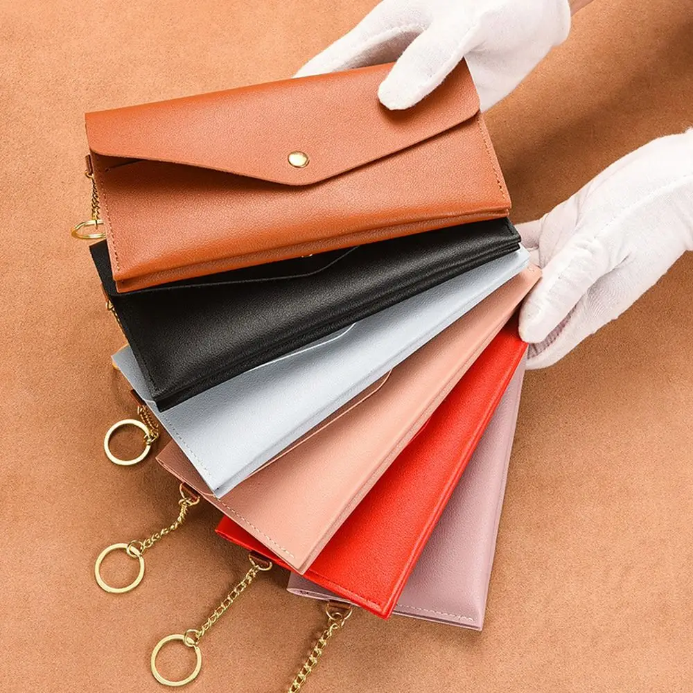 New Fashion Retro Envelope Wallets for Women PU Leather Purses Simple Solid Card Holder Phone Pouch Lady Clutch Coin Purse