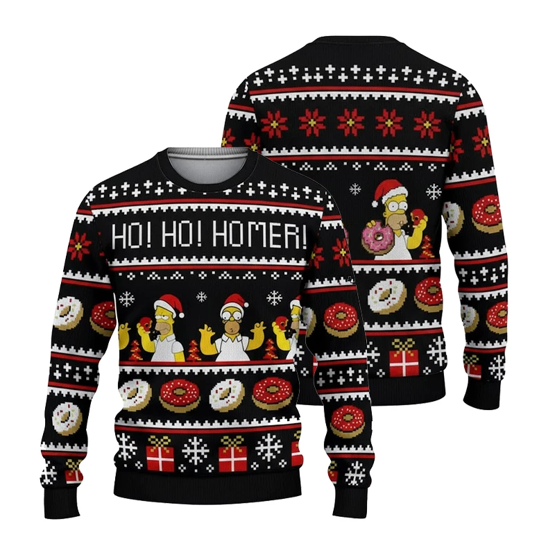 2026 حار عائلة سمبسنز طباعة البلوز الشتاء عيد الميلاد القبيح هوديي المرأة بلوزة كاجوال Harajuku احتفالي الشارع الشهير Y2k