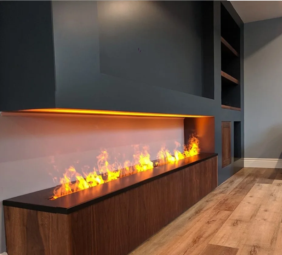High Quality WT60 Modern Stainless Steel Electric Fireplace With Realistic Flame Effect Insert Style Remote Control Hotel Use