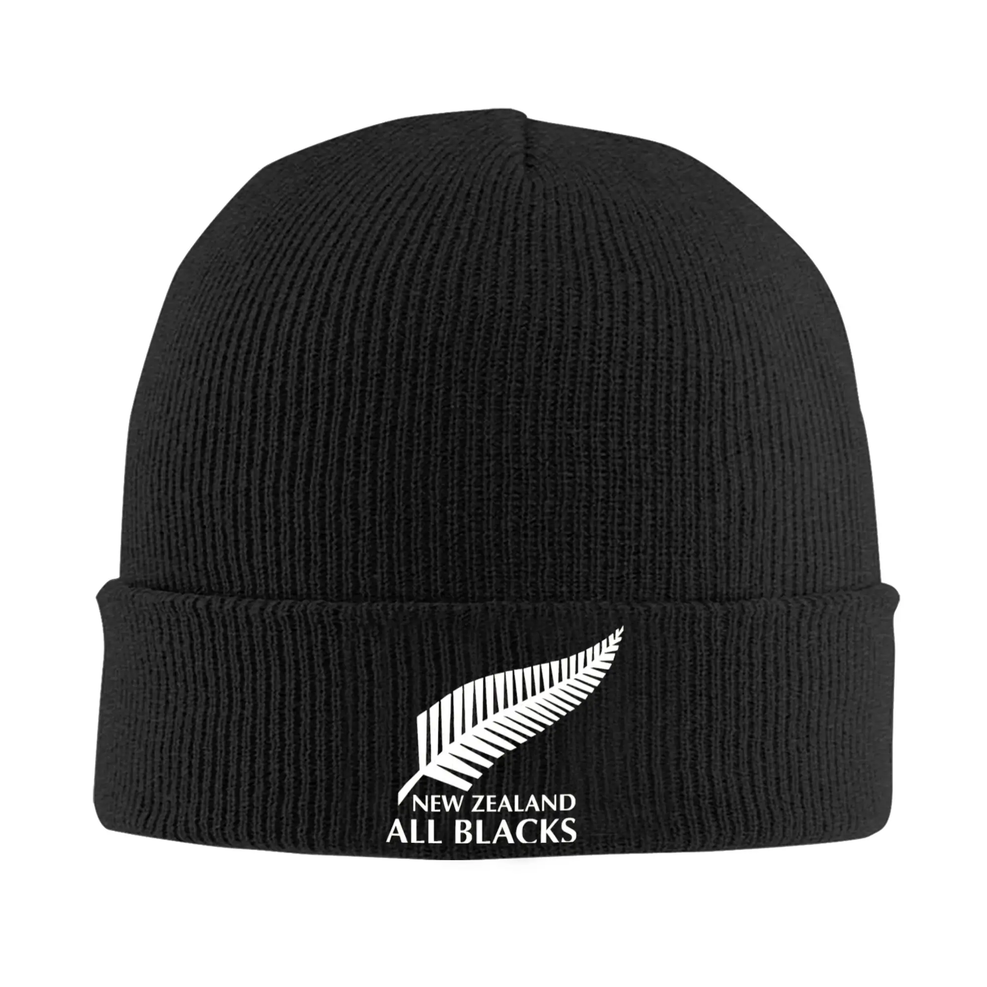 All Blacks Rugby Knitted Hat for Women Men Skullies Beanies Autumn Winter Hat Acrylic  Warm Melon Cap