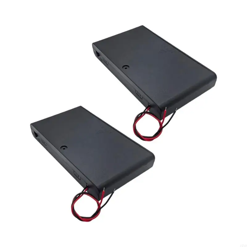  Covered Battery Holder Pair with Output Conductors, Tinned Ends, and Slide Controls for Electronics Project Power
