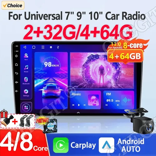 Radio Universal para coche 2Din, 7 ""/9""/10 "", Android 13, Autoradio 4/8 núcleos, reproductor Multimedia inalámbrico Carpaly, GPS para Hyundai, Nissan, Toyota