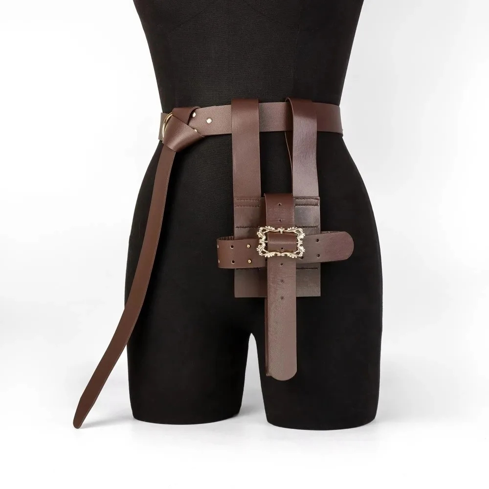 

Casual PU Leather Book Holder with Belt Adjustable Not with Book Medieval Waist Belt Book Pouch Set Stage Performance