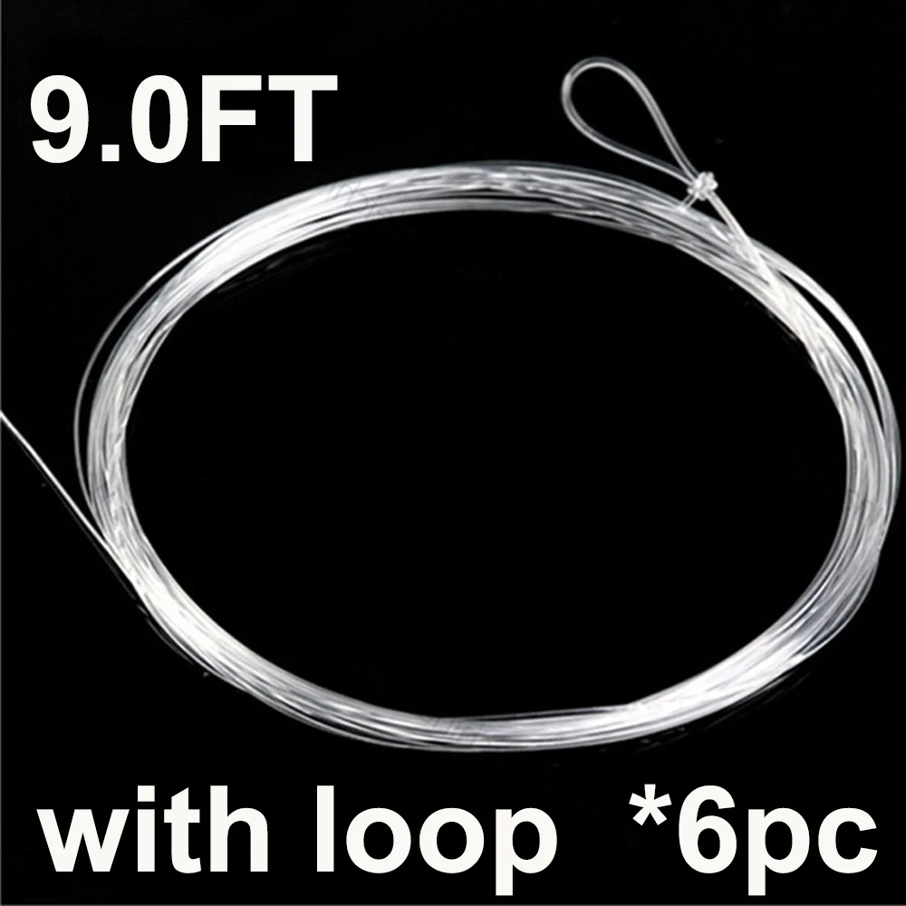 Maximumcatch 6 Stück Fliegenfischer-Vorfachseil 7,5/9/12/15FT 0X-7X Klares, konisch zulaufendes Nylonschnur mit Schlaufe für Forelle, Barsch, Lachs, Hecht – Tippet-Ausrüstung