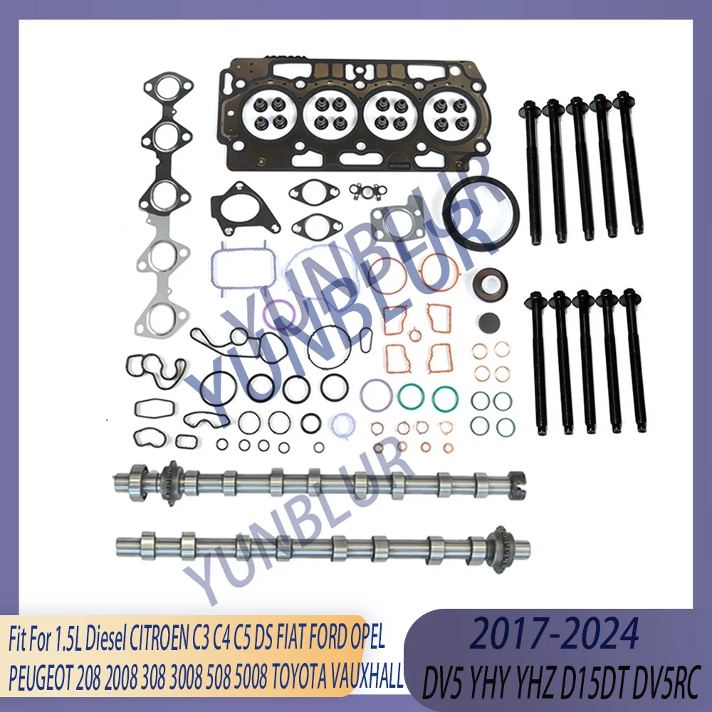 

Full Gasket Bolt Set & Camshaft Fit 1.5 L Diesel DV5 YHY YHZ D15DT 17-24 For CITROEN DS FIAT FORD OPEL PEUGEOT TOYOTA VAUXHALL