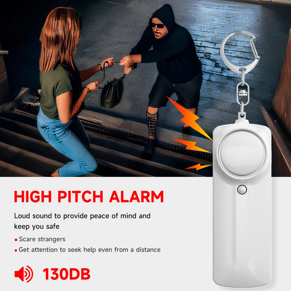 Allarme di autodifesa personale Difesa 130dB Portachiavi forte Dispositivo antifurto portatile con torcia a LED per donne e bambini