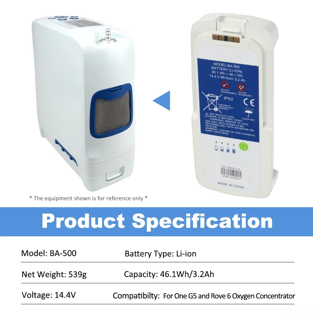 BA-500 Battery Replacement 8-CELLS For Inogen One G5  Rove 6  Portable Oxygen Concentrator