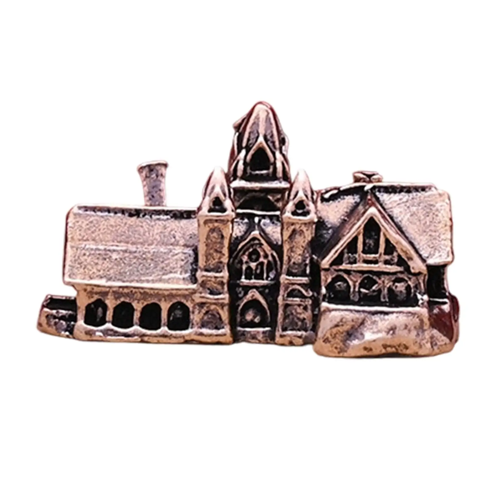 Mini Castle Brass Figurine Desktop Ornament Micro Landscape Decor Small House