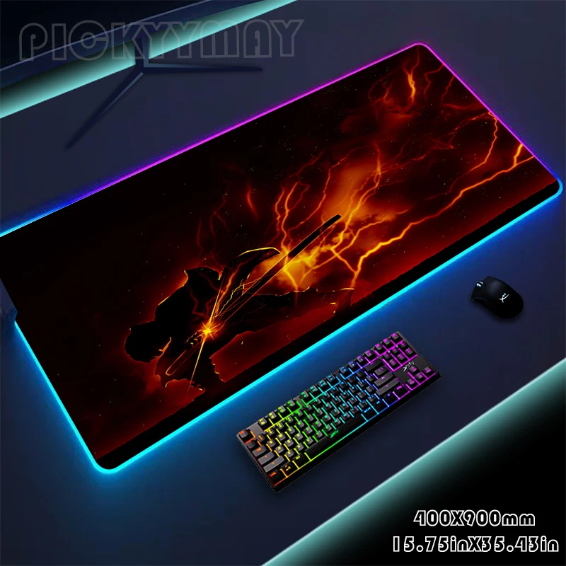 

Demon Slayer RGB Mouse Pad Gaming Mousepad LED Mouse Mat Keyboard Mat Anti-slip Best Choice Desk Pad XXL Luminous Desk Rug