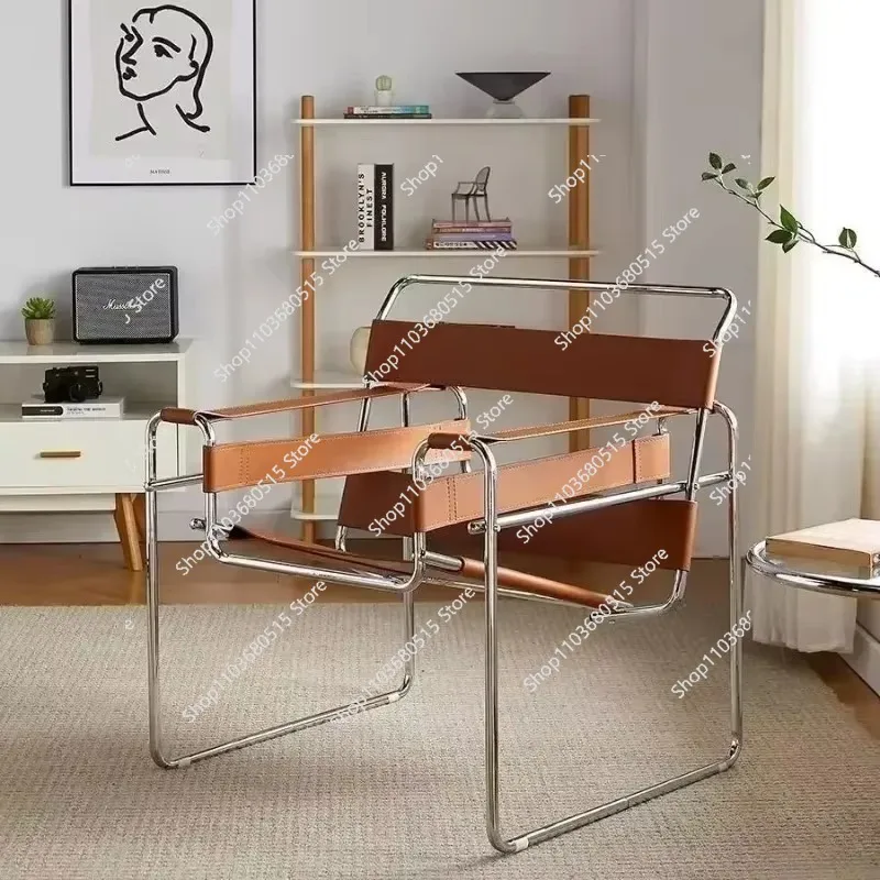 Nordic Vassili Leisure Chair Bauhaus Saddle Leather Industrial Style Living Room High Quality