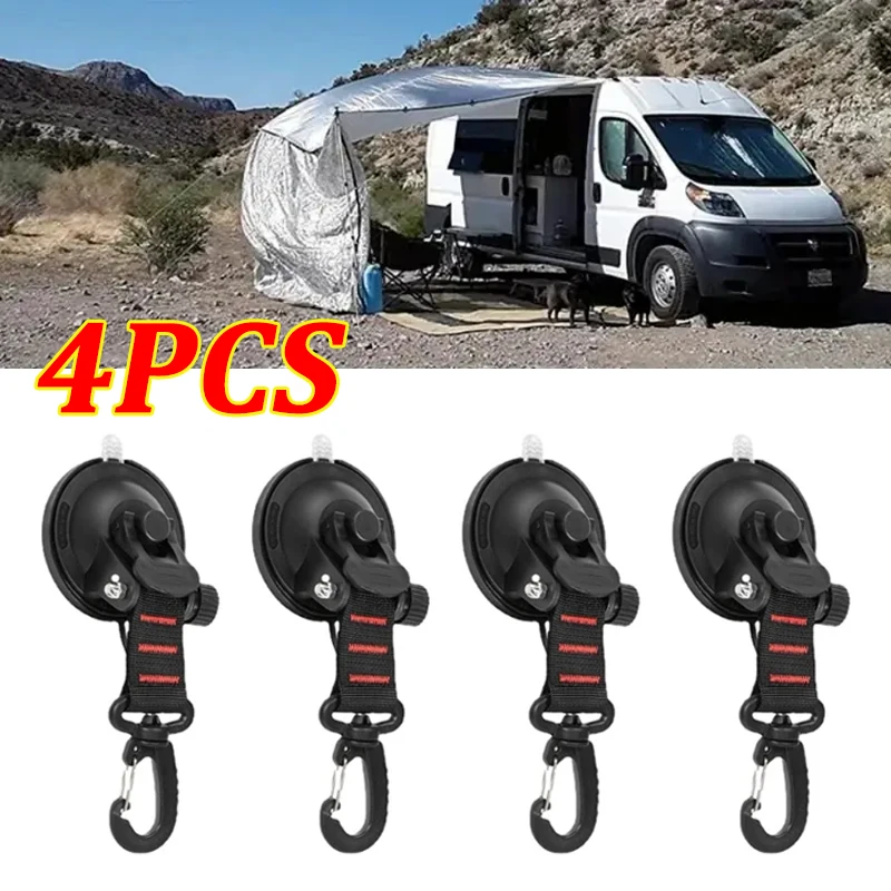 Universal 4Pcs Car Tent Suction Cups Buckle Side Round Awning Anchors Outdoor Travel Camping Tent Suckers Anchor Securing Hooks