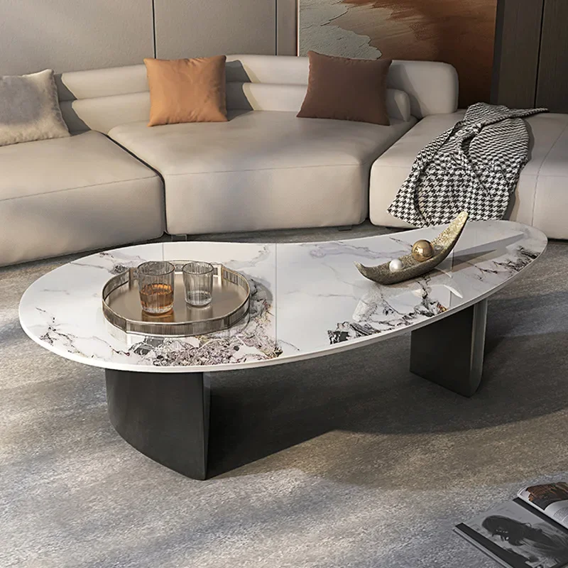 Italian slate coffee table, modern minimalist living room, designer creative special-shaped living room, light luxury, small apa