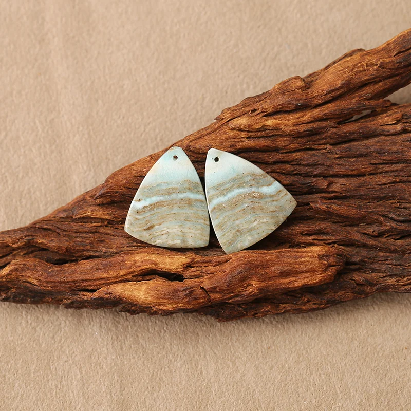 Natural Hemimorphite Triangle Earrings Beads for Jewelry Making, Handmade Natural stones beads 23*19*3mm 5.1g