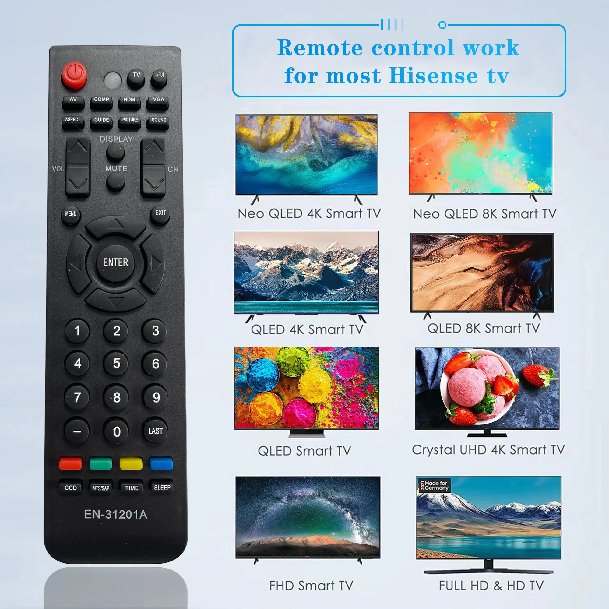 Remote Control Universal pengganti EN-31201A untuk LED Hisense HDTV LED HD