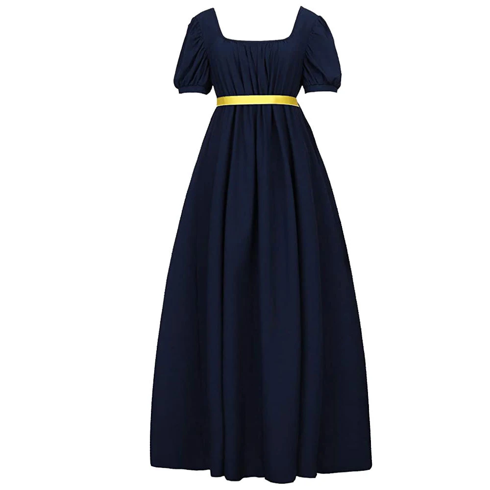 Retro Middeleeuwse Victoriaanse Cosplay Kostuum Hoge Taille Korte Mouw Kanten Jurk Vrouwen Theekransje Halloween Outfit - afbeelding 1