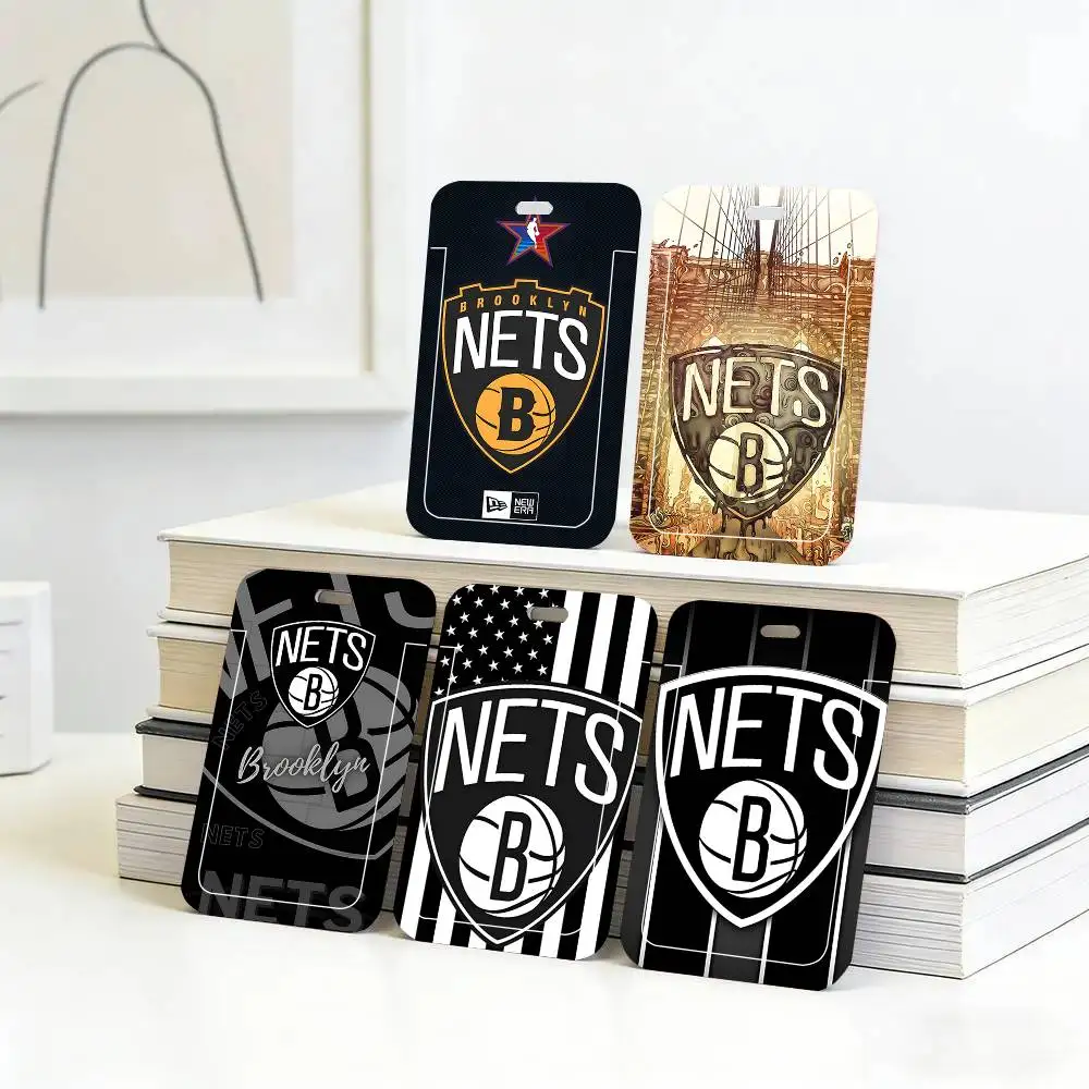 1 unidade Capa Protetora para Cartão de Identificação, Cartão Escolar, Cartão de Acesso, Cartão de Refeição de Ônibus, com Design do Time de Basquete Brooklyn Nets, de Fácil Inserção