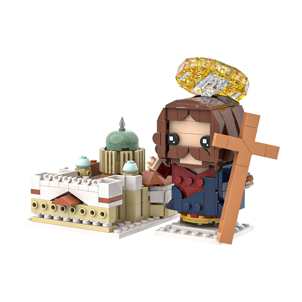 MOC ภาพยนตร์โบสถ์พระเยซู Brickheadz Building Blocks รุ่นพระคัมภีร์ทางศาสนาพระเยซูตัวอักษรอิฐประกอบของเล่นสําหรับของขวัญเด็ก
