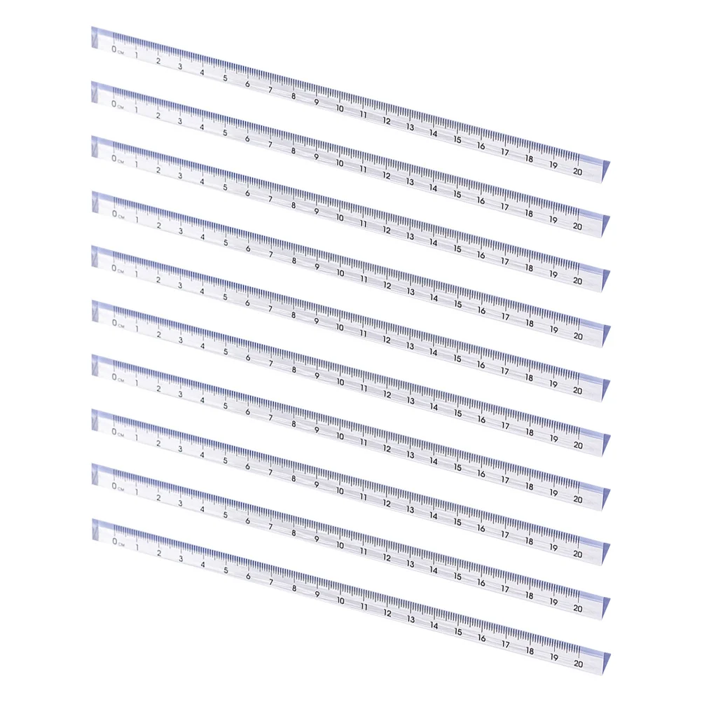 10 قطعة أداة قياس بلاستيكية شفافة لطلاب المدارس رسم اللوحة المعماري مثلث متعدد الوظائف