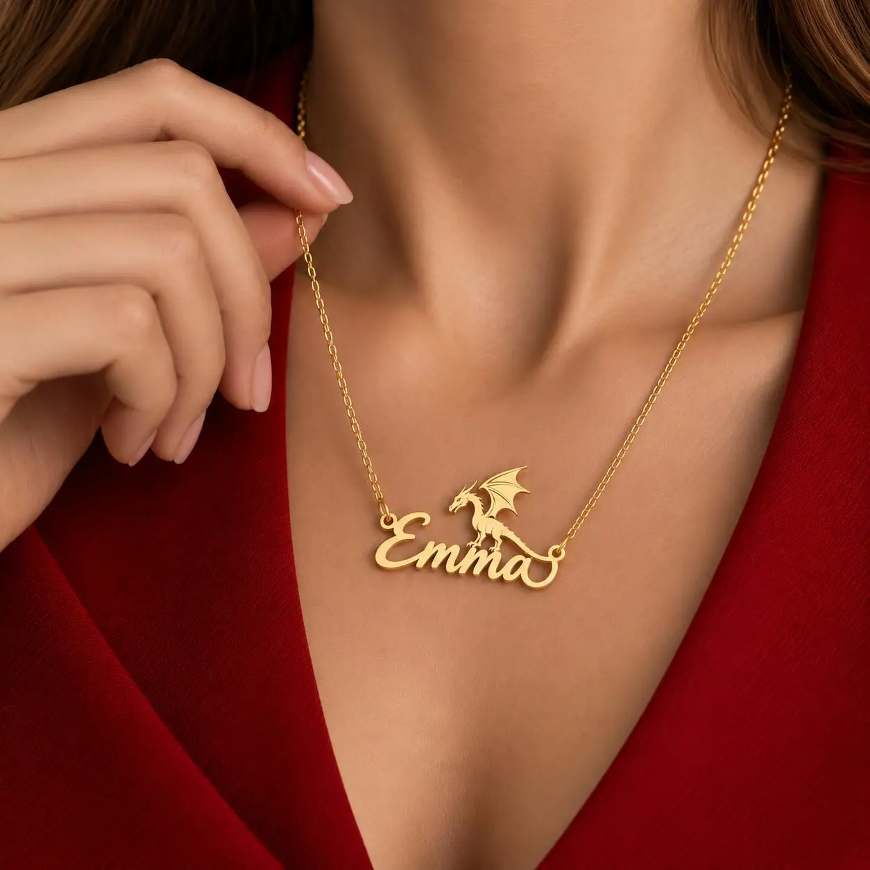 Flying Dragon Custom Name Necklace, Personalized Gift