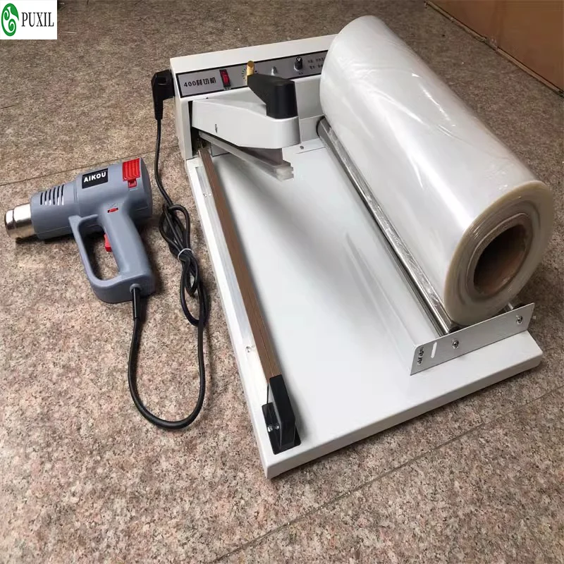 220V/ 110V Sealing Cutting Shrinking Machine POF Film Plastic Bags Sealer Packing Tool With A Heat Gun And A Roll Of POF Film