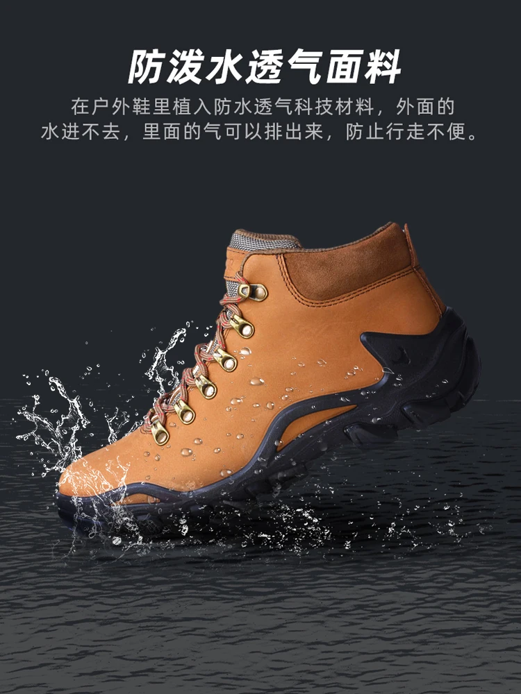 XGN Cowhide Hiking shoes Men Event waterproof hunting Boots Tactical Desert Combat travel Boots women Ankle trekking Sneakers