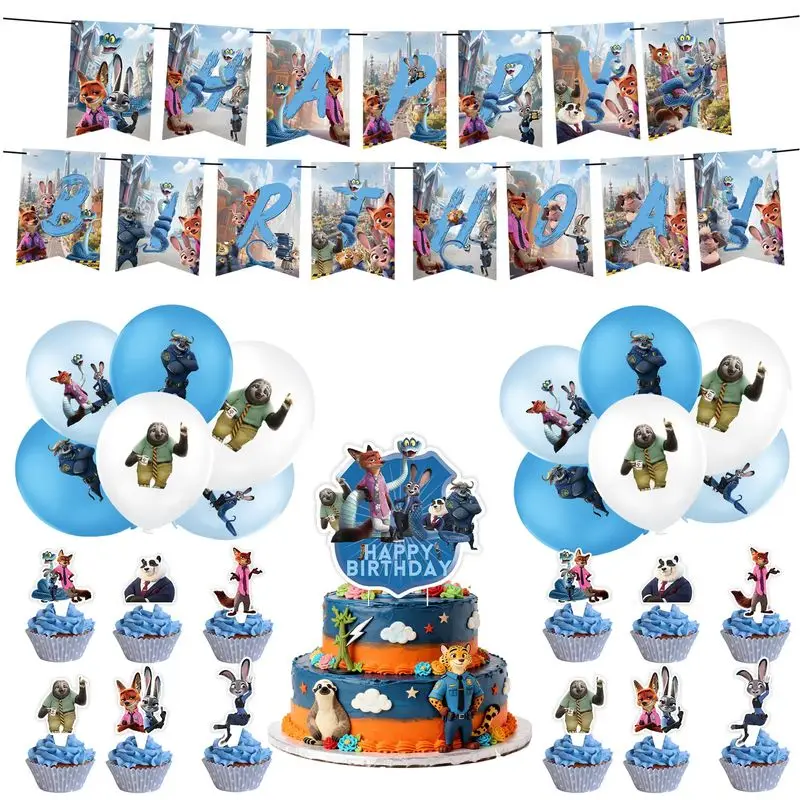 2026 Hot Disney Anime Zootopia 2 Theme Children'S Birthday Party Supplies Paper Plate Tissue Paper Cup Set Children Birthday Toy
