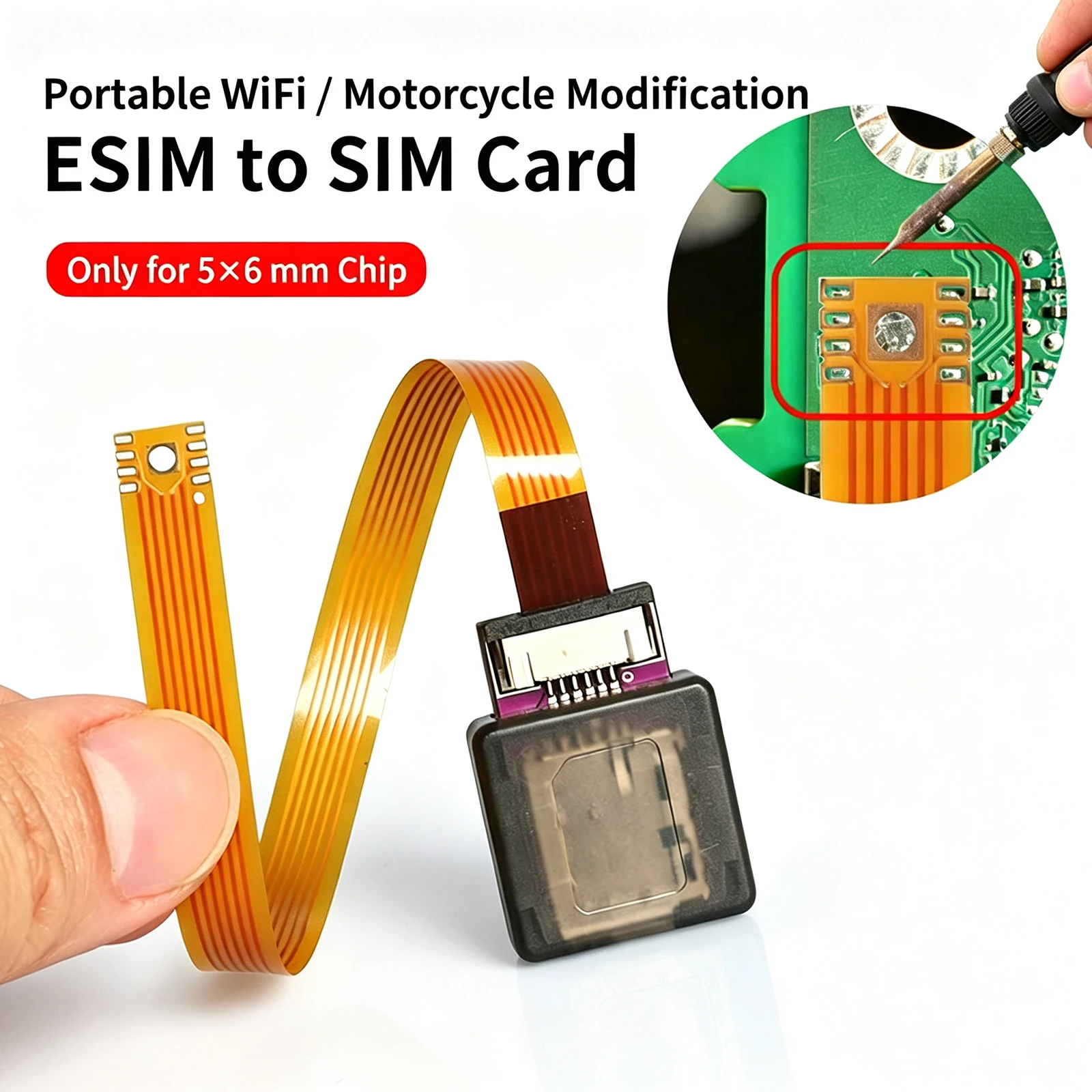 No Flying Wire Soldering DIY Modification Cable 5*6mm Chip Convert eSIM to Standard Physical SIM Card Adapter Line