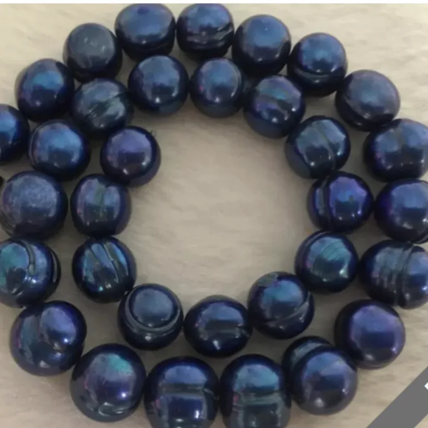 

17"11-13MM GENUINE BLACK BLUE PEARL NECKLACE AAAAA