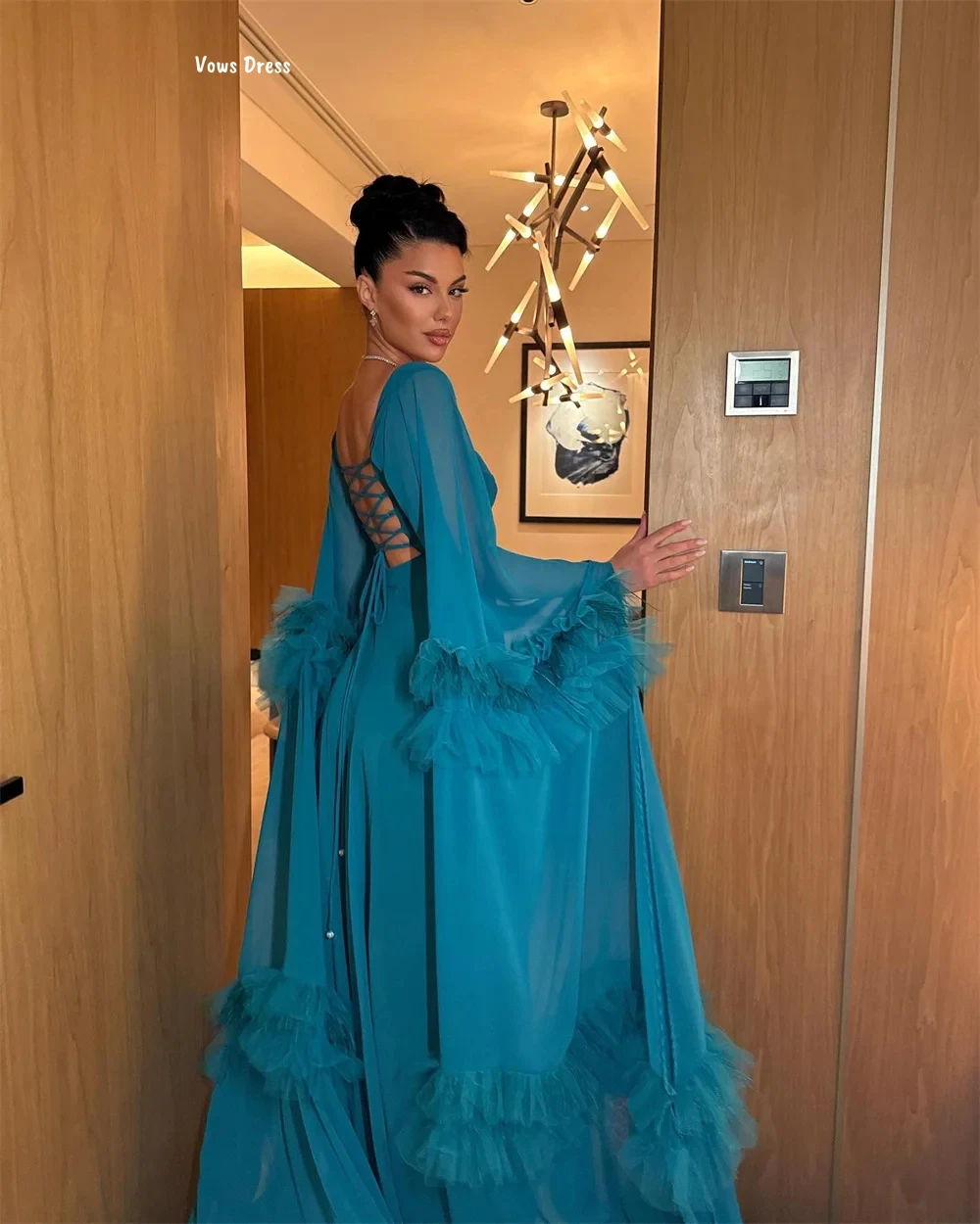 Vows Azzurro Abiti da festa da sera eleganti per le donne Abito da sera Donna Linea su misura A Robes De Cocktail Robe Soiree